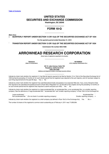 Thumbnail Arrowhead Pharmaceuticals
 10-Q Quarterly Report FY 