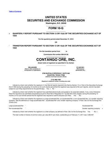 Thumbnail Contango Ore 10-Q Quarterly Report FY 