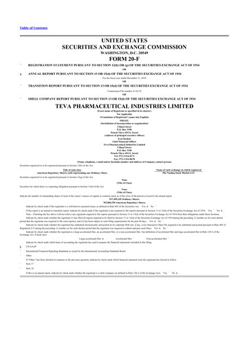 Vorschaubild Teva Pharmaceutical Industries 20-F Jahresbericht 2010