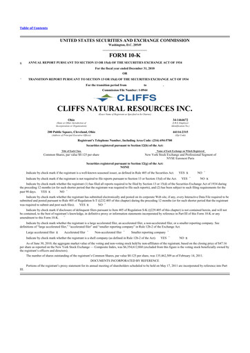 Thumbnail Cleveland-Cliffs 10-K Annual Report 2010