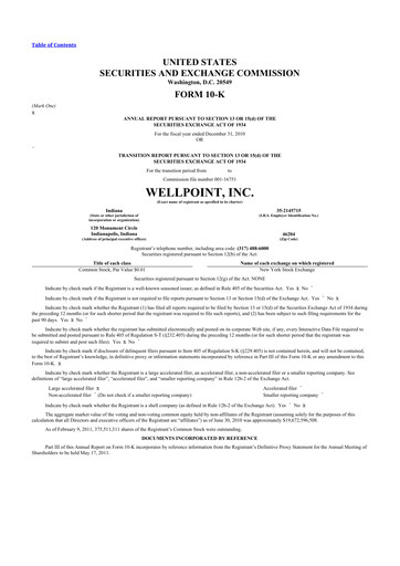 Thumbnail Elevance Health 10-K Annual Report 2010