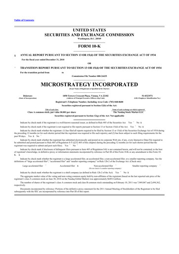 Thumbnail Strategy 
 (MicroStrategy) 10-K Annual Report 