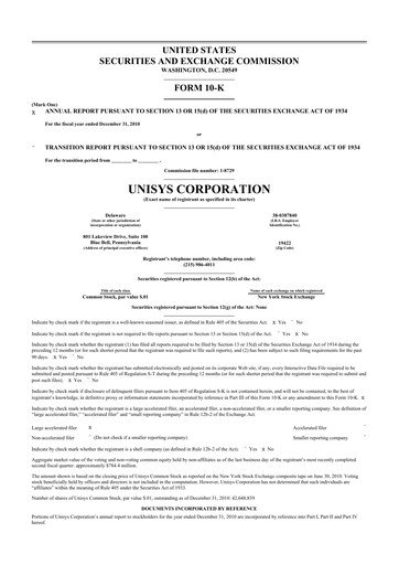 Thumbnail Unisys 10-K Annual Report 2010