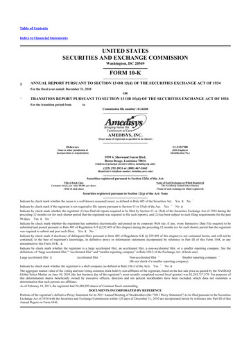 Thumbnail Amedisys 10-K Annual Report 2010