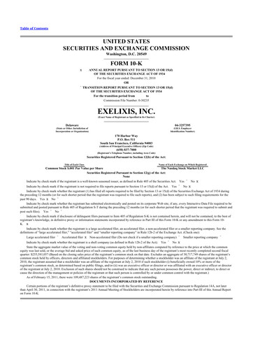 Thumbnail Exelixis 10-K Annual Report 