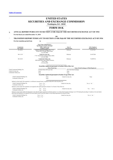 Thumbnail United Airlines Holdings
 10-K Annual Report 2010