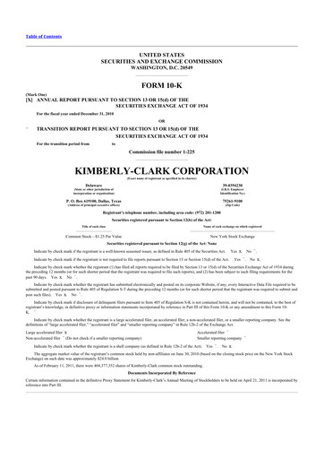 Thumbnail Kimberly-Clark 10-K Annual Report 2010