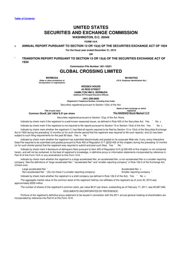 Thumbnail Global Crossing 10-K Annual Report 