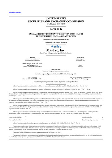 Thumbnail MasTec 10-K Annual Report 