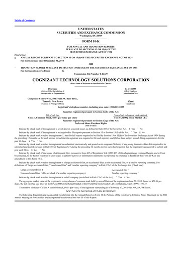 Thumbnail Cognizant Technology Solutions  10-K Annual Report 2010