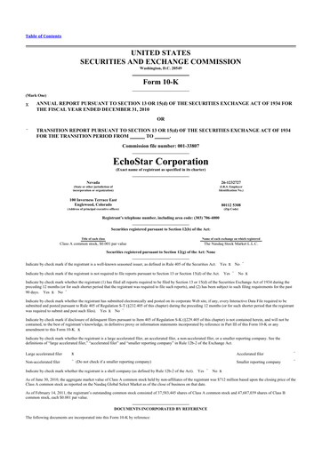 Thumbnail EchoStar 10-K Annual Report 2010