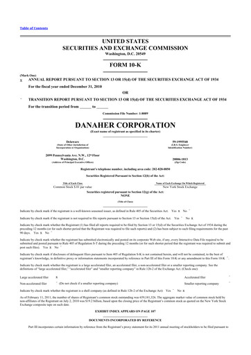 Thumbnail Danaher 10-K Annual Report 2010