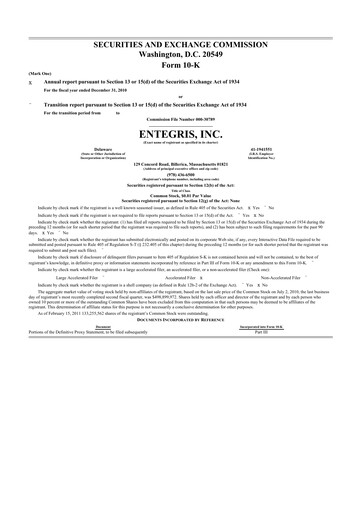 Thumbnail Entegris 10-K Annual Report 