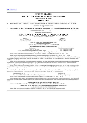 Thumbnail Regions Financial
 10-K Annual Report 