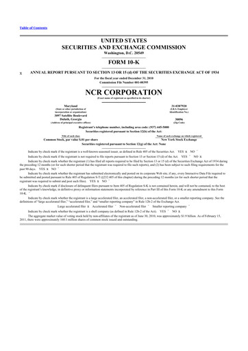 Vorschaubild NCR Voyix Corporation 10-K Jahresbericht 2010