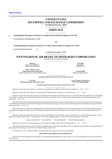 Thumbnail Wabtec 10-K Annual Report 2010