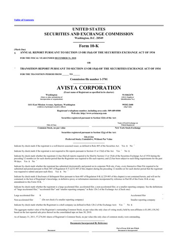 Thumbnail Avista
 10-K Annual Report 2010