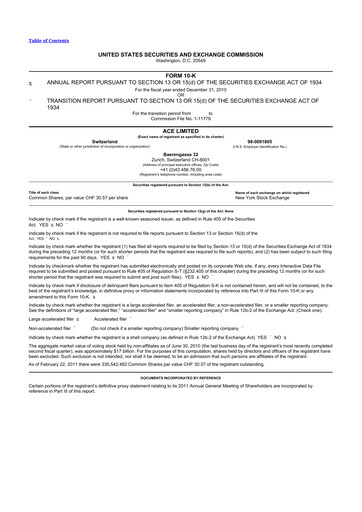 Thumbnail Chubb 10-K Annual Report 2010