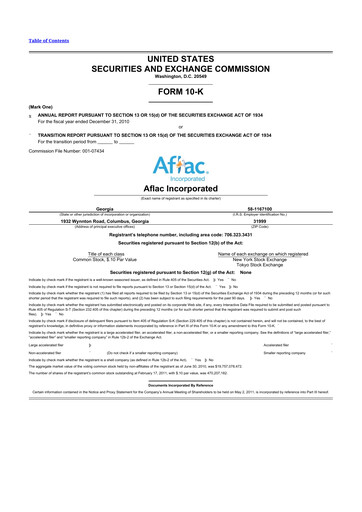 Thumbnail Aflac 10-K Annual Report 2010