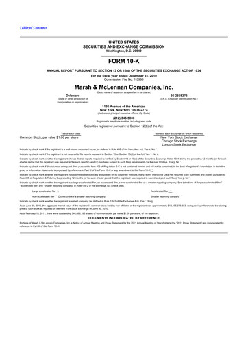 Thumbnail Marsh & McLennan Companies 10-K Annual Report 2010