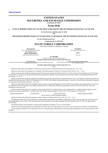 Thumbnail State Street Corporation
 10-K Annual Report 2010