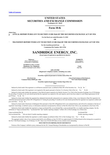 Thumbnail SandRidge Energy
 10-K Annual Report 2010