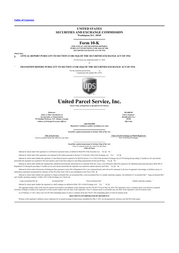 Thumbnail United Parcel Service 10-K Annual Report 2010