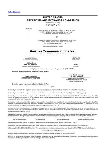 Thumbnail Verizon 10-K Annual Report 2010