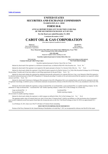 Thumbnail Coterra Energy 10-K Annual Report 2010