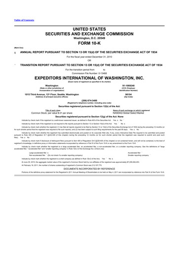 Miniature Expeditors International 10-K Rapport annuel 2010