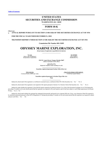 Thumbnail Odyssey Marine Exploration 10-K Annual Report 