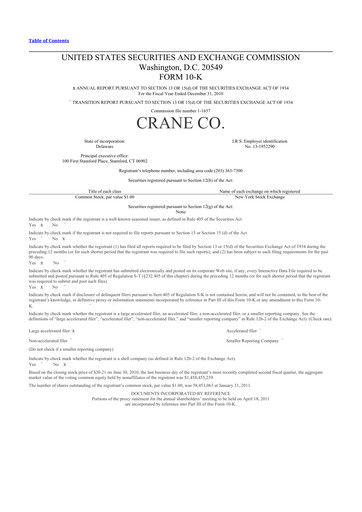 Thumbnail Crane NXT 10-K Annual Report 2010