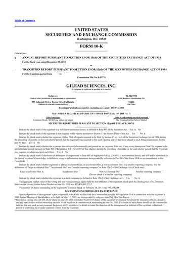 Thumbnail Gilead Sciences 10-K Annual Report 2010