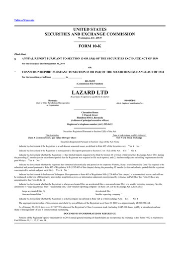 Thumbnail Lazard 10-K Annual Report 2010