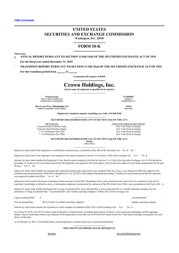 Thumbnail Crown Holdings
 10-K Annual Report 2010