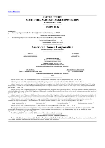 Thumbnail American Tower 10-K Annual Report 2010