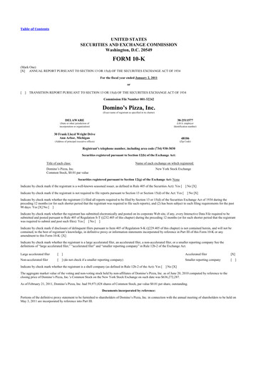 Thumbnail Domino's Pizza 10-K Annual Report 