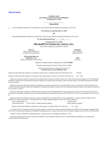 Vorschaubild T-Mobile US 10-K Jahresbericht 2010