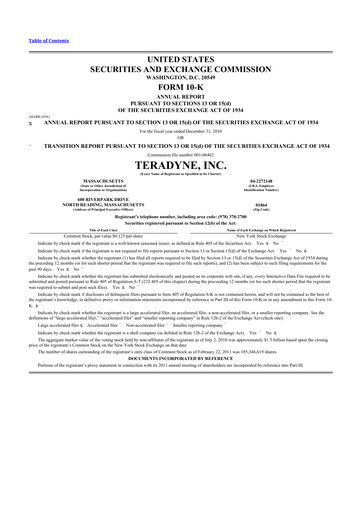 Thumbnail Teradyne 10-K Annual Report 2010