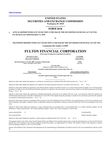 Thumbnail Fulton Financial 10-K Annual Report 2010
