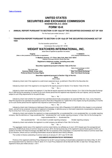 Thumbnail Weight Watchers 10-K Annual Report 2010