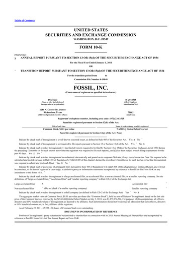 Vorschaubild Fossil Group 10-K Jahresbericht 2010