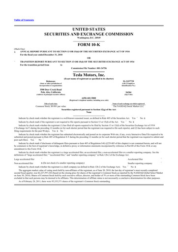 Thumbnail Tesla 10-K Annual Report 