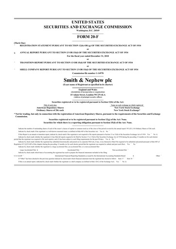 Miniature Smith & Nephew
 20-F Rapport annuel 