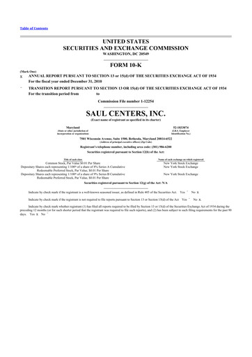 Vorschaubild Saul Centers 10-K Jahresbericht 