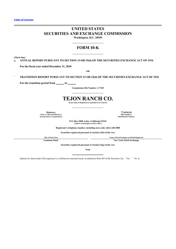 Thumbnail Tejon Ranch
 10-K Annual Report 
