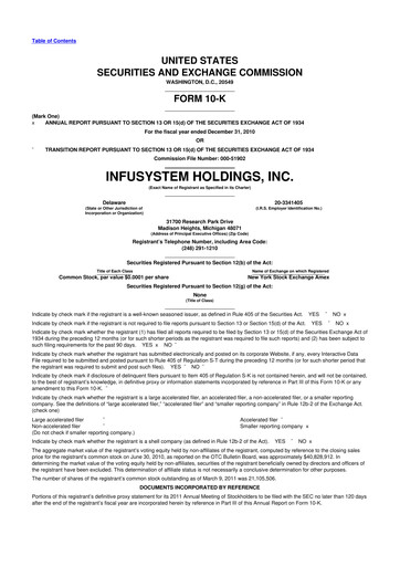 Thumbnail InfuSystem 10-K Annual Report 