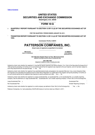 Thumbnail Patterson Companies
 10-Q Quarterly Report FY2011 