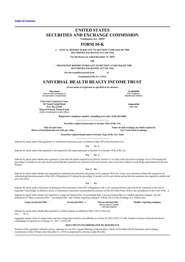Thumbnail Universal Health Realty Income Trust 10-K Annual Report 