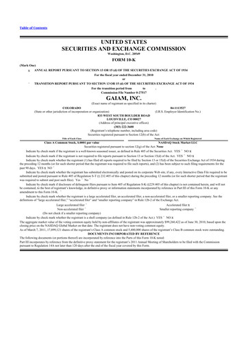 Thumbnail Gaia 10-K Annual Report 